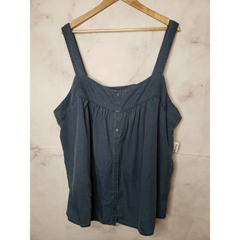 OLD NAVY Garment-Dyed Button-Front No-Peek Cami Top 4X - Picture 2 of 10